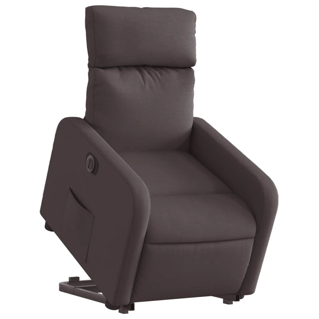 Poltrona Alzapersona Reclinante Elettrica Marrone Scuro Tessuto 3206722