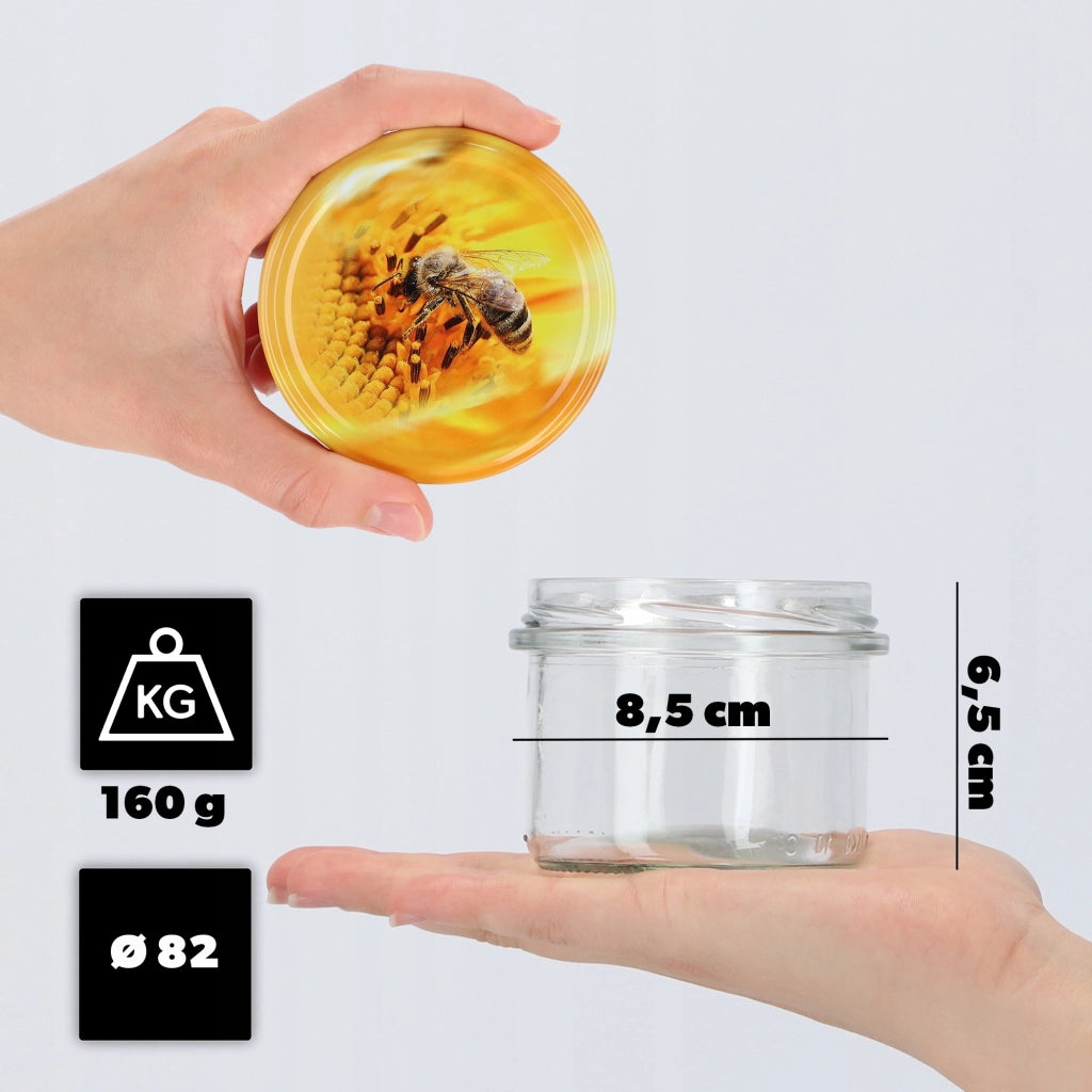 Barattoli di vetro KADAX Tartu 235ml 50pz 82mm + coperchio "Ape"