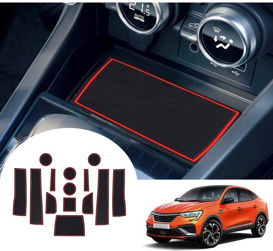 Accessori per Renault Arkana 2021-2024 2025, Antislipmatten, Arkana 2023, Matten in gomma, Bekerhoudermatten per console centrale, Opbergboxmatten, Deurnaadmatten, Accessori per Renault Arkana (Rossa)