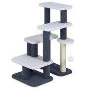 Scale per gatti torre 2-in-1 con gradini e tiragraffi in sisal, Scale torre a 4 gradini per gattini per letto alto-Alberi Tiragraffi