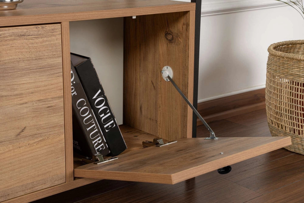 Consolle in legno "Solace" - 120 x 29 x 77 cm - Pino Atlantico Nero