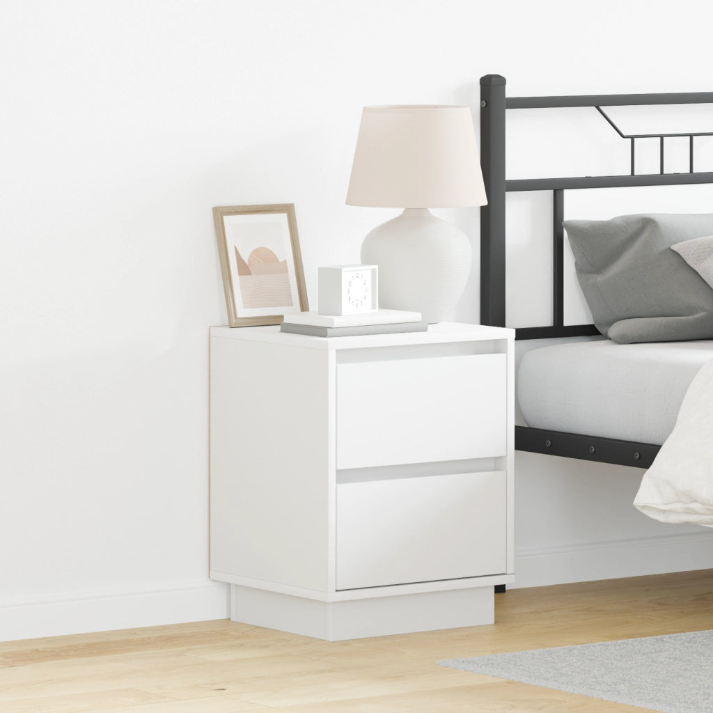 Comodini con luci LED 2 pcs Bianco 39x34.5x50 cm