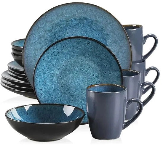 Servizio - Set di servizio - 48 pezzi - Ceramica vintage - Con tavola da pranzo/dolce - Completo - Tazze da caffè - Pietra blu
