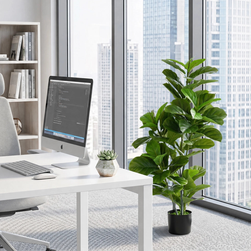 Planta Artificiale Ficus ¨C zephmum ¨C Verde 110 cm con Maceta e Musgo