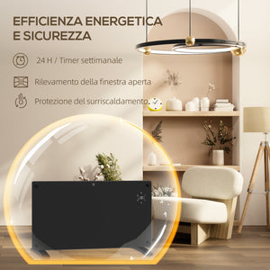 Riscaldatore a Convezione 2000W da Pavimento o a Parete con Telecomando e Timer Nero