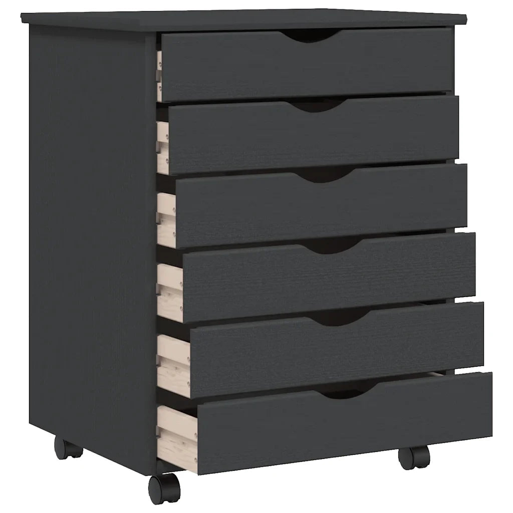 Armadio su ruote con cassetti ampio spazio contenitivo 53 x 39 x 65,5 cm legno di pino grigio 02_0047161