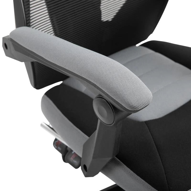 SEDIA DA UFFICIO ERGONOMICA CON SCHIENALE RECLINABILE, POGGIAPIEDI RETRATTILE, ALTEZZA REGOLABILE, GRIGIO
