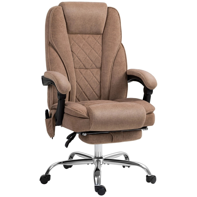 SEDIA UFFICIO massaggiante con poggiapiedi, reclinabile, 74x35x57 cm, marrone