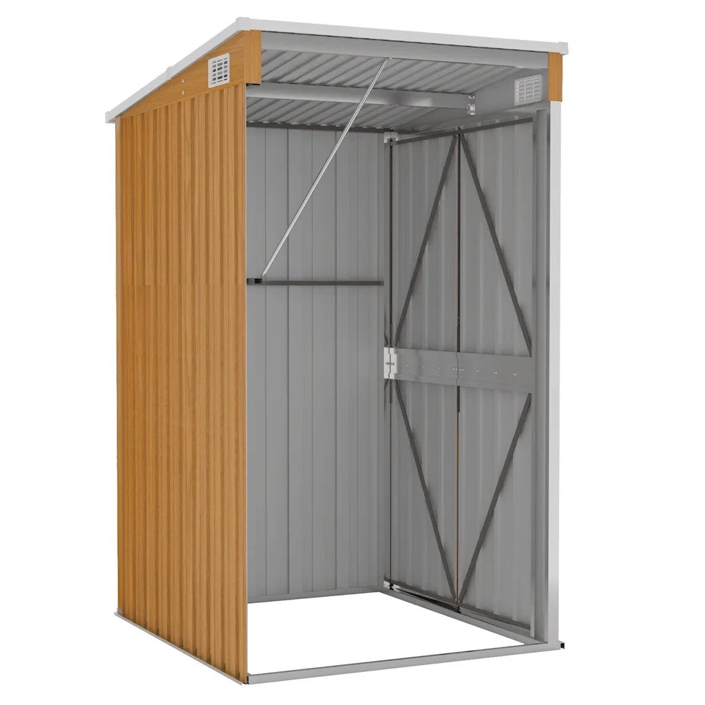 Capanno Giardino a Parete Marrone 118x100x178cm Acciaio Zincato
