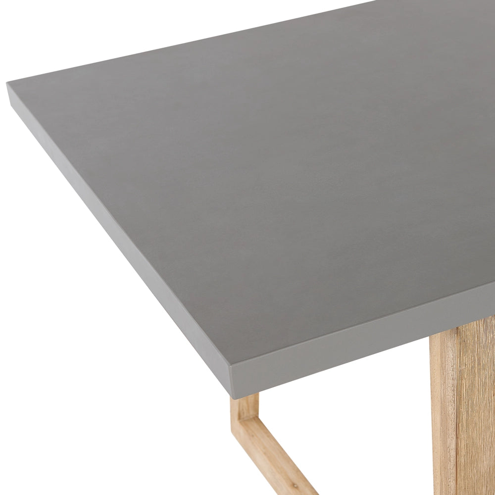 Set da pranzo per esterni in fibra di cemento grigio legno di acacia chiaro 6 persone tavolo 2 panche design moderno