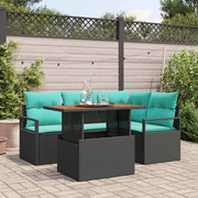 Set da Pranzo per Giardino con cuscino 5 pcs Nero e Verde acqua 3349710