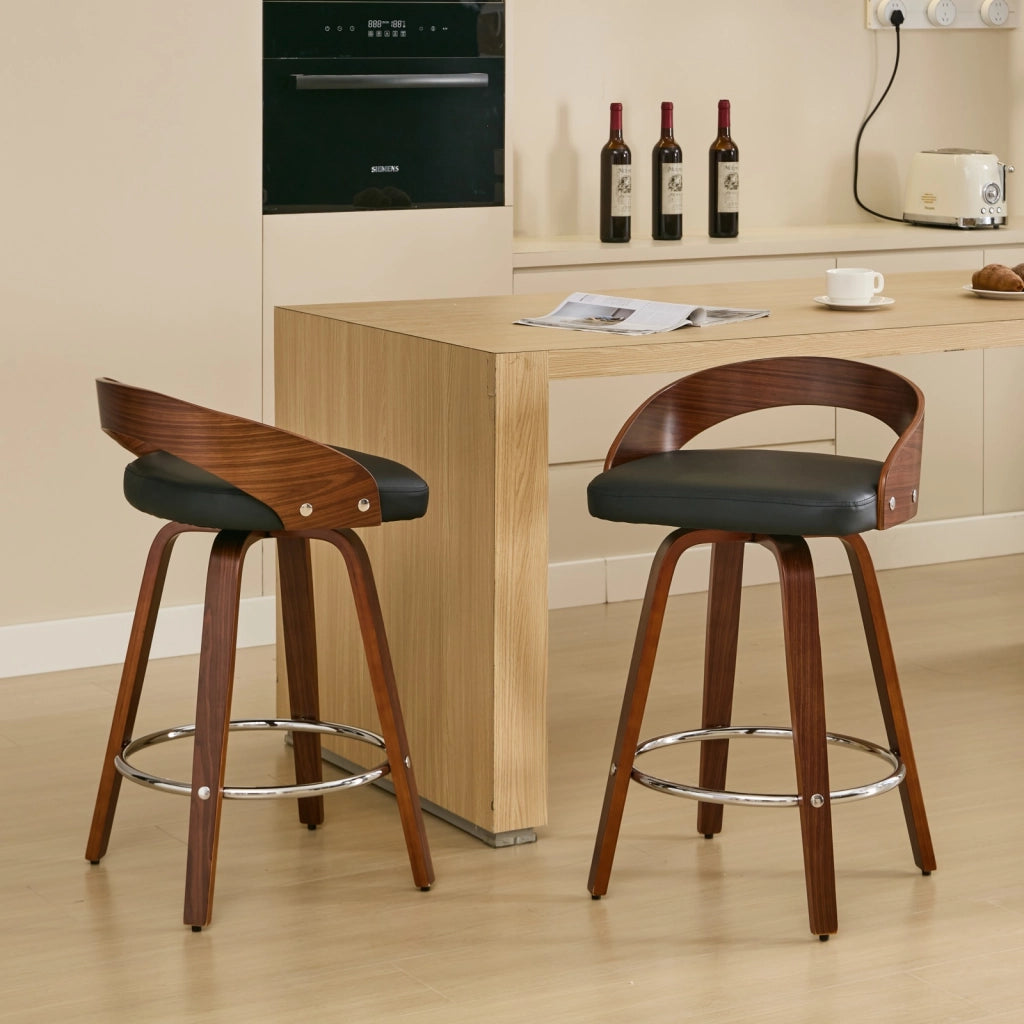 Sgabelli da Bar Set 2 Pezzi Girevoli con Seduta Imbottita ¨C Xylo ¨C Legno Nero 63cm