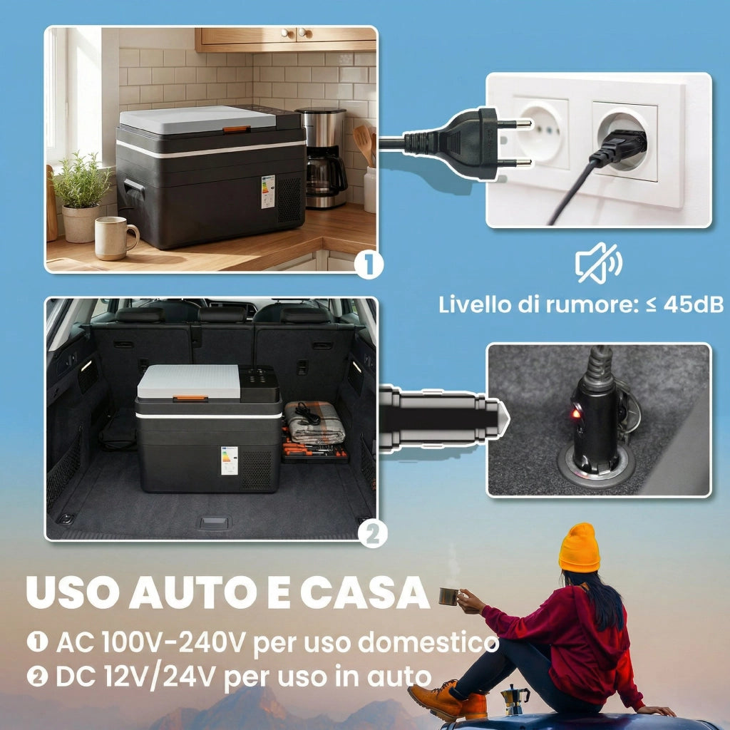 Frigorifero Portatile 62,3x37,8x37 cm Capienza 30L con Compressore e Controllo App in ABS Nero