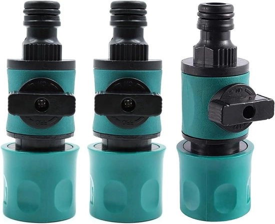 Connettori di tubo per giardino con valvola di chiusura per tubo di 1/2 pollice - Set di 3 pezzi, connettori di tubo veloci per giardino