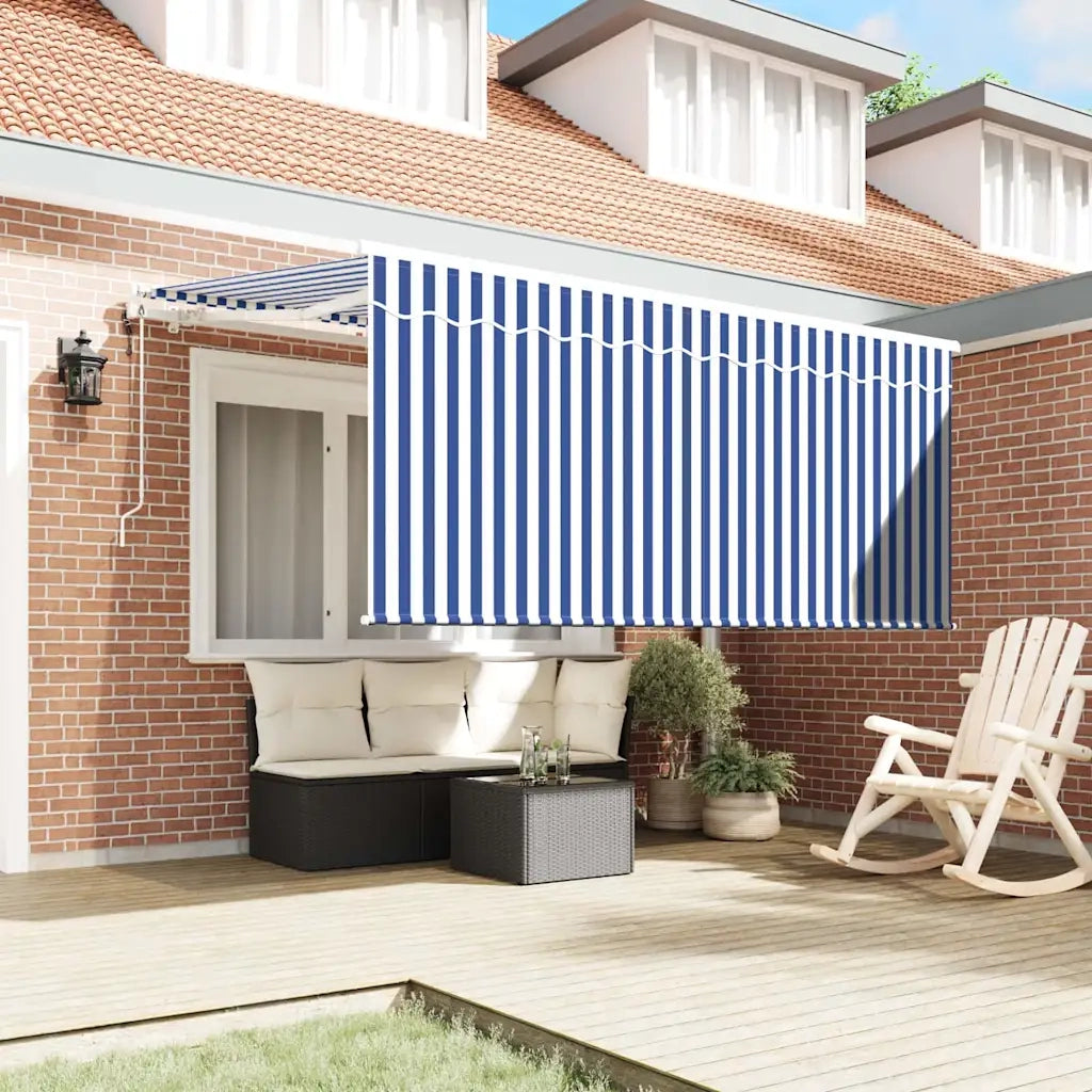 Tenda da Sole | Tenda Retrattile Blu e Bianco 300 x 200 cm