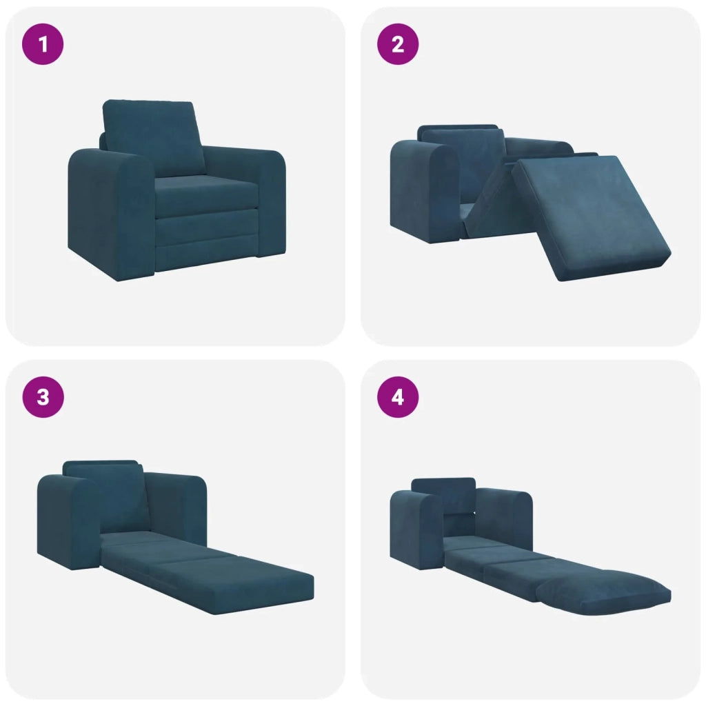 Divano letto | Sof¨¤ letto | Letto singolo Blu 98 x 71 x 83 cm Velluto