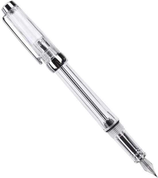 Stilografica - Strumento da Scrivere Ufficio - Scrittura Manuale - Grande Progettata per Alta Capacità - 0,5mm - Translucido Bianco