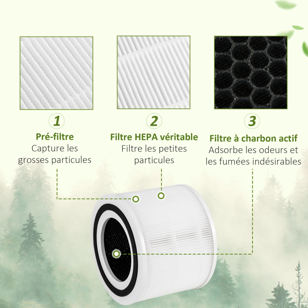Purificatore d'aria HEPA con ionizzatore ¨C Xylo ¨C CADR 225m3/h, timer, 4 velocit¨¤, silenzioso, 22x22x36cm, bianco