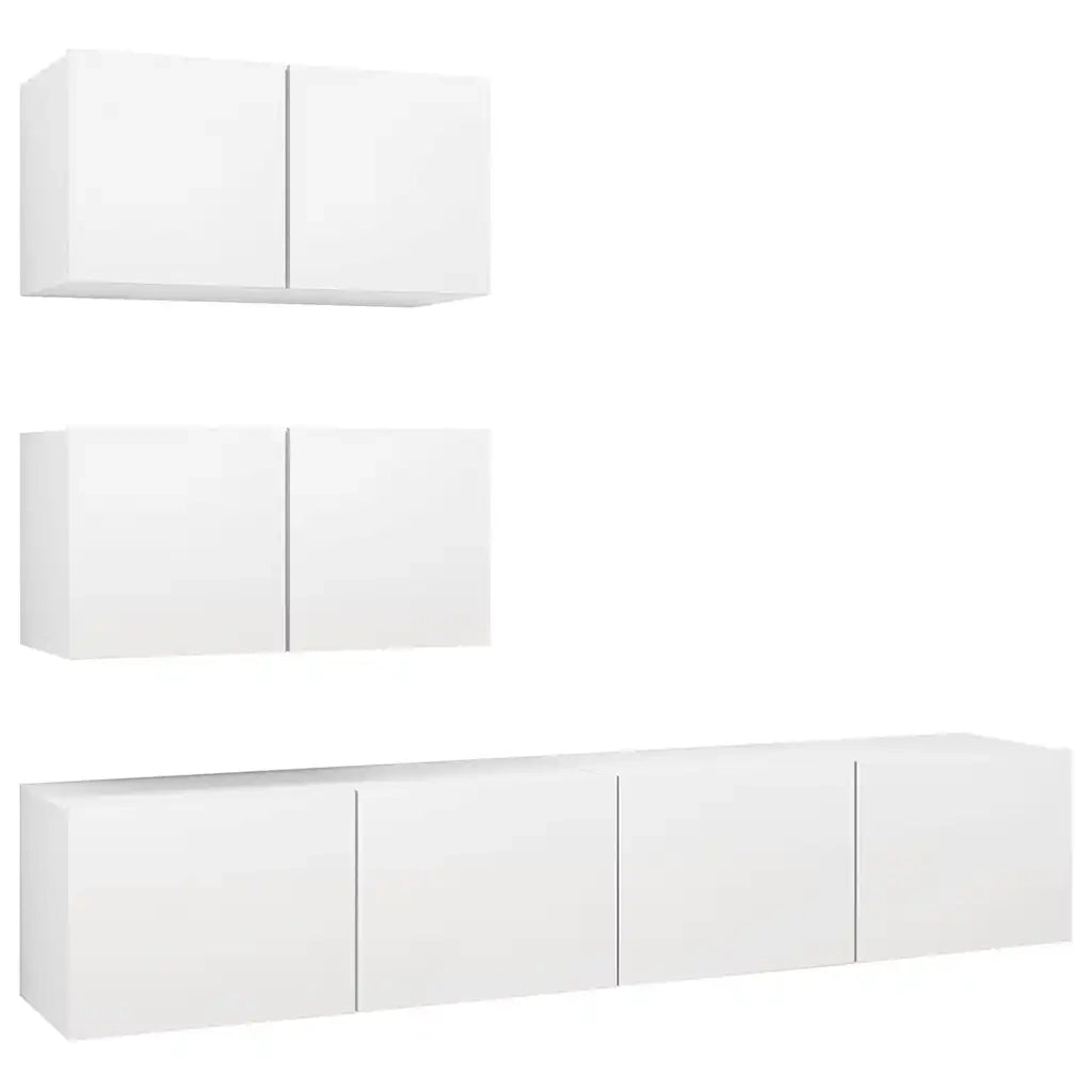 Set Mobili Porta TV 4 pz Bianco in Legno Multistrato 3078710