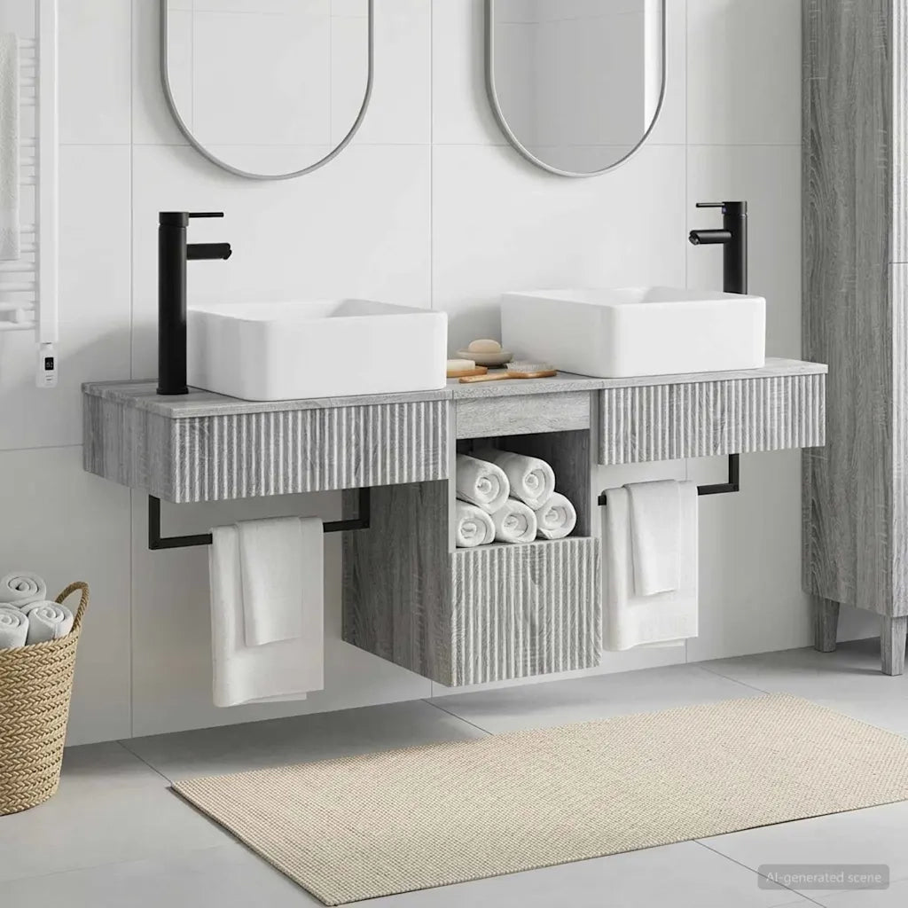 Set di Armadi da Bagno 3 pz Sonoma grigio 53 x 35 x 39 cm