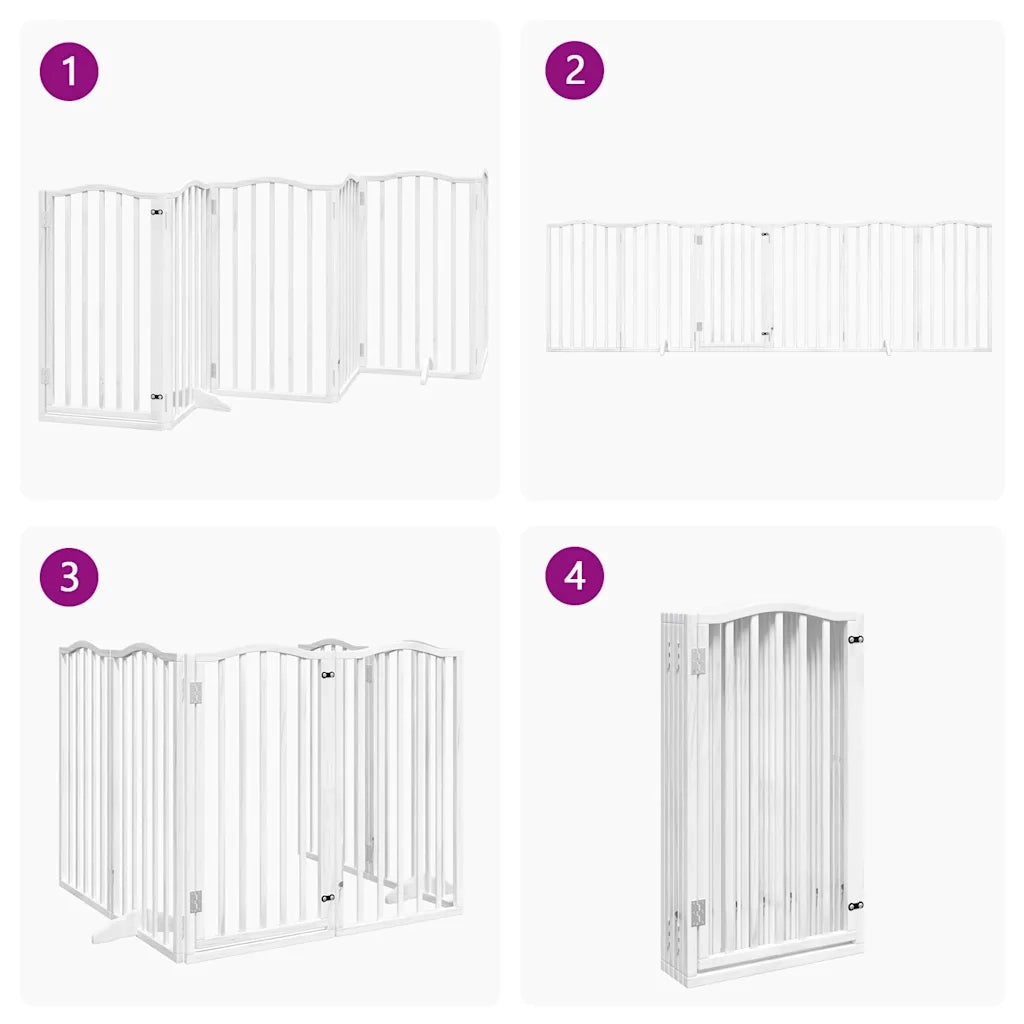 Cancello Cani Porta Pieghevole Bianco 6 Pannelli 300 cm Pioppo CFW5249415