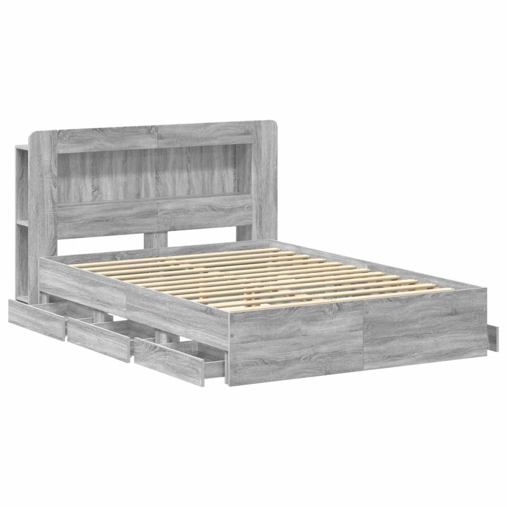 Struttura del letto con stoccaggio e testata Sonoma grigio 3434054