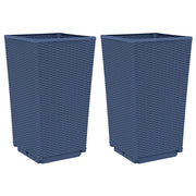 2 pz Fioriere | Cassetta per fiori | Vaso da Giardino Grigio Blu 32,5x32,5x57 cm in PP