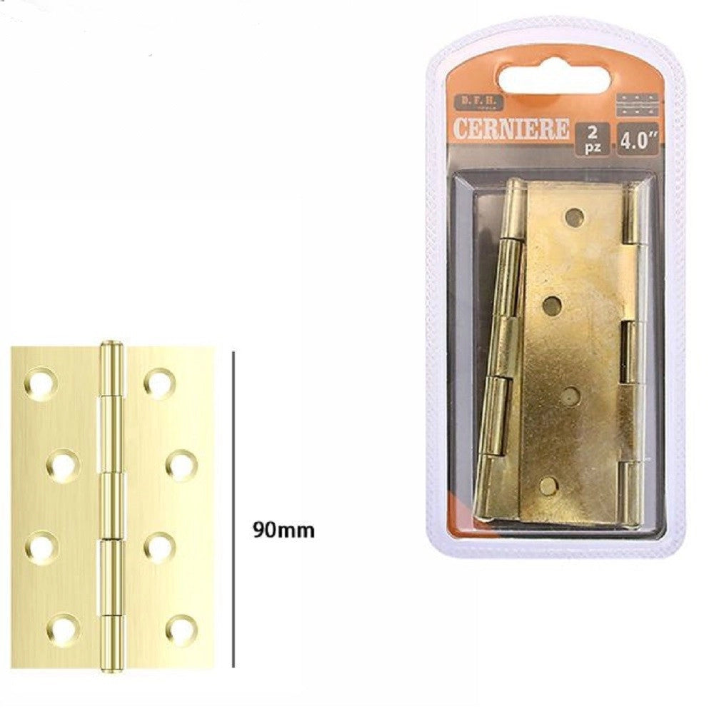 Trade Shop - Set 2 Pezzi Cerniere In Ottone Per Porte Mobili Armadi Sportelli Ante 90mm 69041 -