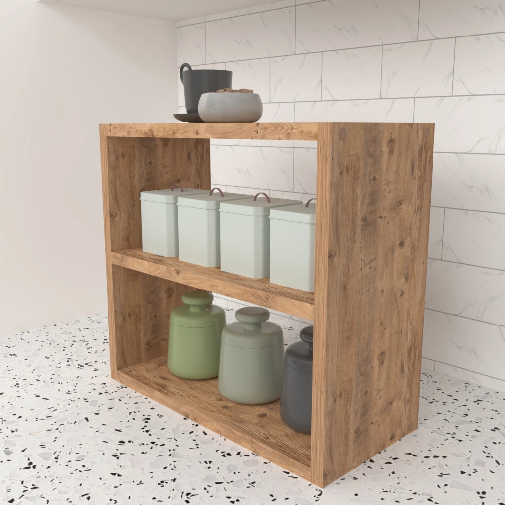 Scaffale Autoportante 'Hjo' Portaspezie a 2 Ripiani Organizzatore per Cucina, Bagno - Effetto Rovere [en.casa]