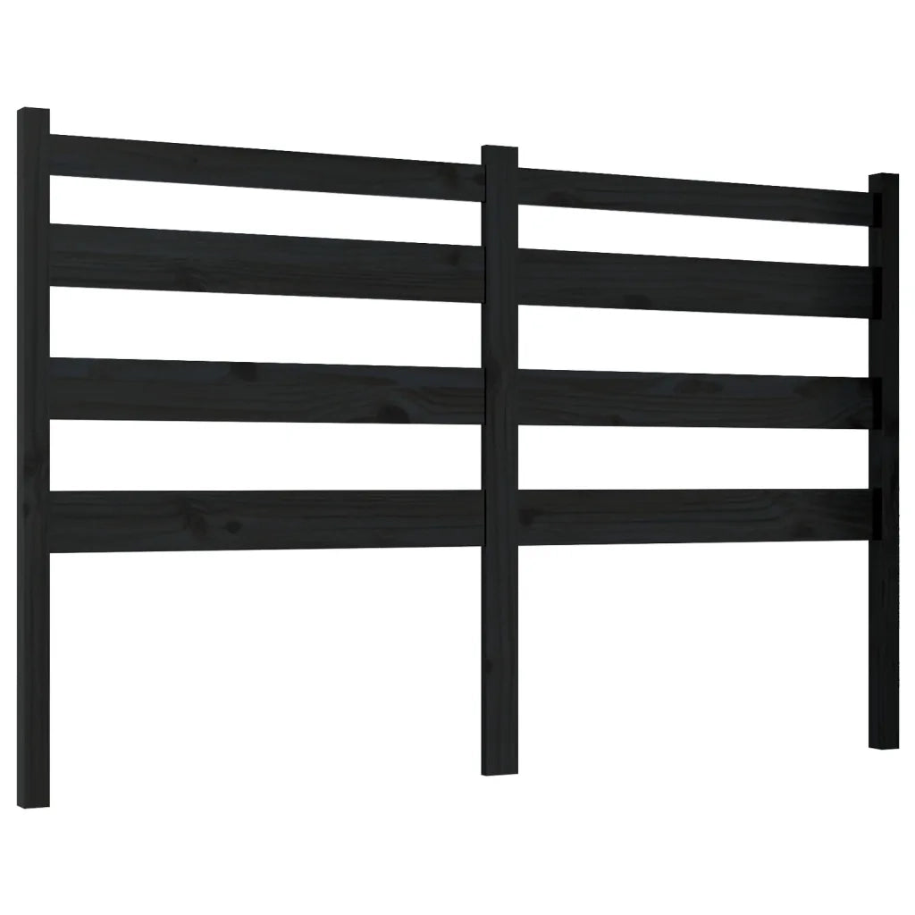 Testiera per Letto-Testata-Testiera Decorativa Nera 126x4x100 cm in Legno Massello di Pino 514999