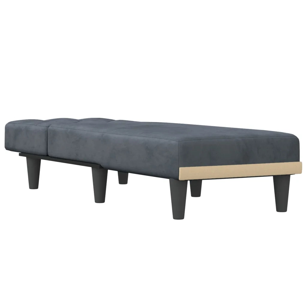 Chaise Longue in Velluto Grigio Scuro