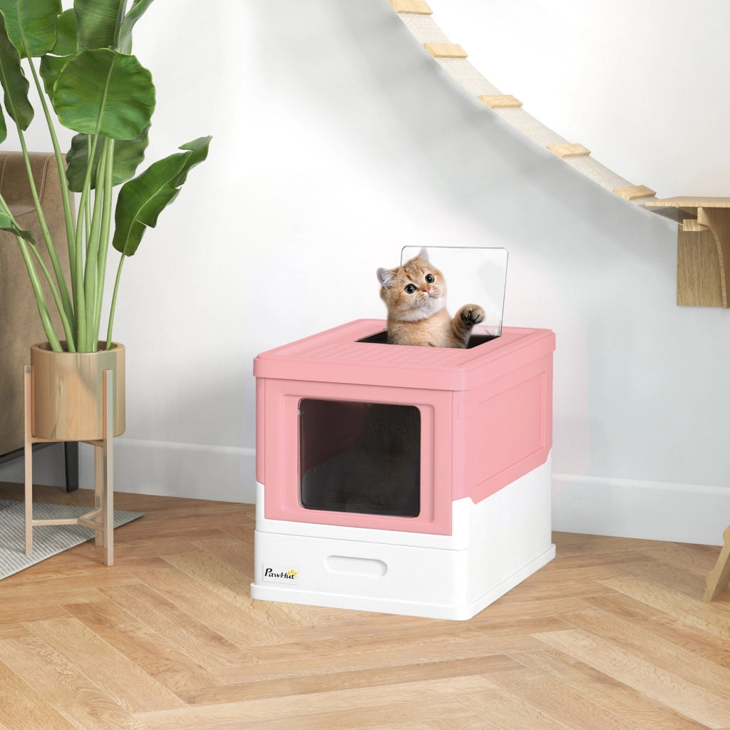 Casetta per Gatti Arenero Cubierto ¨C Zephmum ¨C Rosa e Bianco 47.5x35.5x36.7 cm