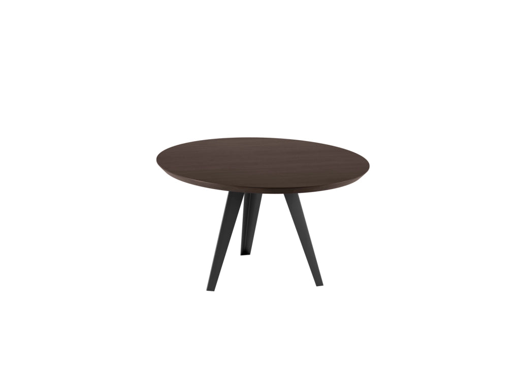Tavolo Fisso Henry Rotondo 130 cm, Top in Impiallacciato Rovere Termocotto e Gambe in Metallo Nero, Stile Raffinato - Henry