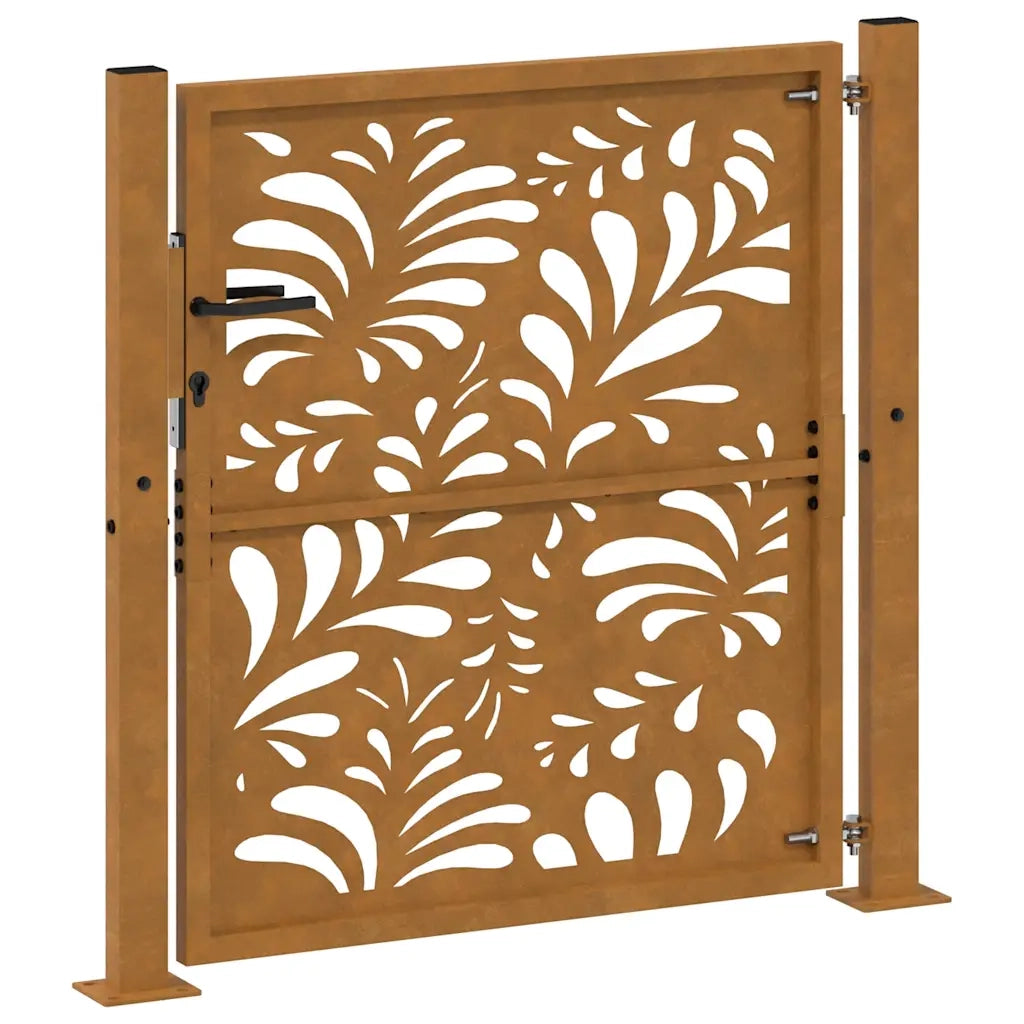 Cancello da Giardino 105x105 cm Acciaio Corten Design Ondulato