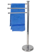 Trade Shop - Portasciugamani Da Terra Piantana 80cm 3 Bracci Porta Asciugamano In Metallo -