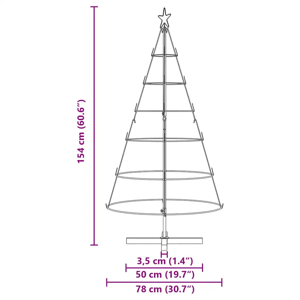 Albero a Cono di Natale | Decorazioni natalizie con supporto Nero 154 cm Acciaio