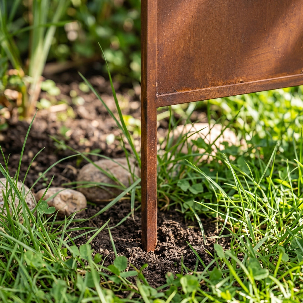 Set di 2 Pannelli Divisori Irsina Frangivista con Motivo Canne 160x50 cm Acciaio Corten - Marrone Ossidato casa.pro