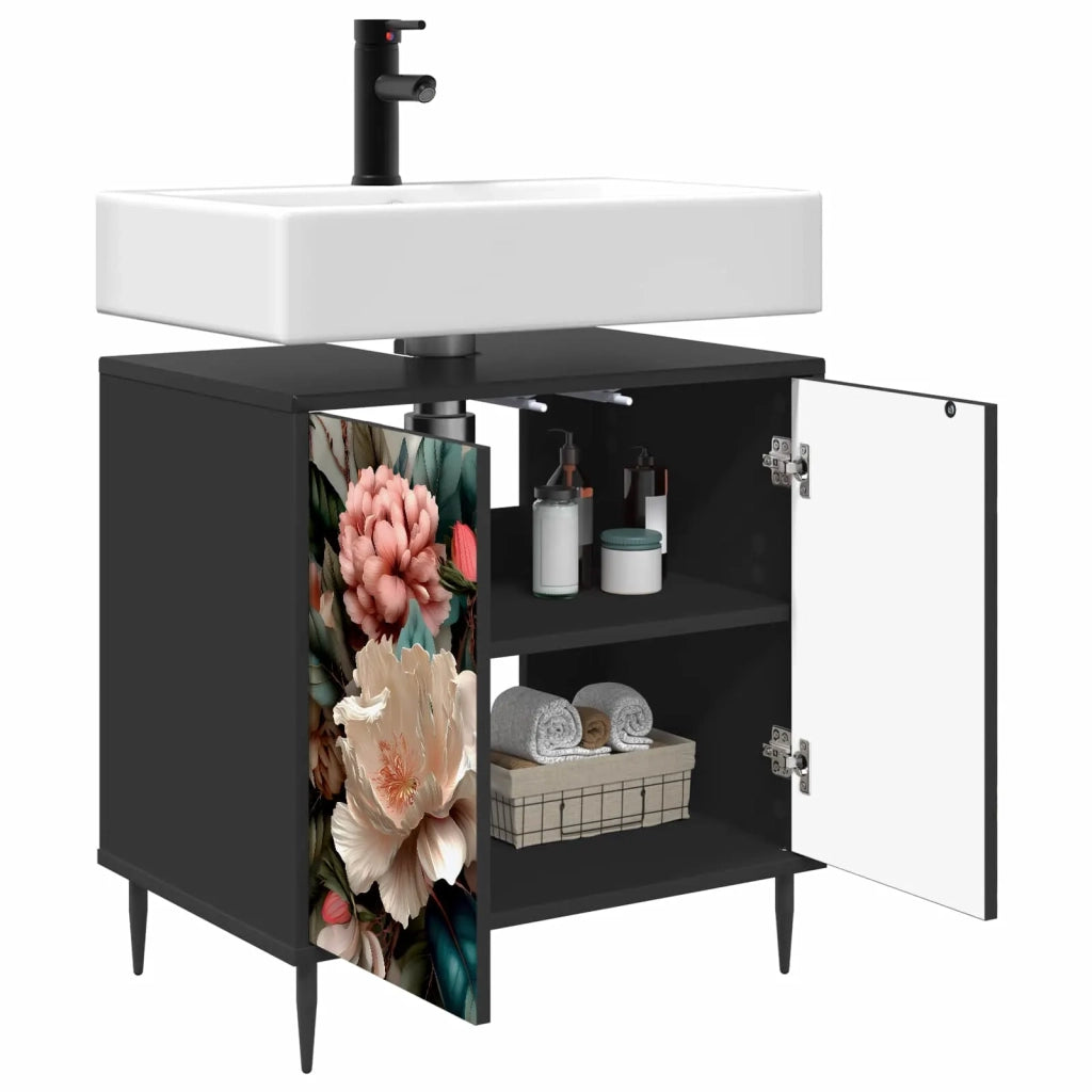 Mobile da Bagno BORNE Rovere Nero 60 x 40 x 61 cm 8007416