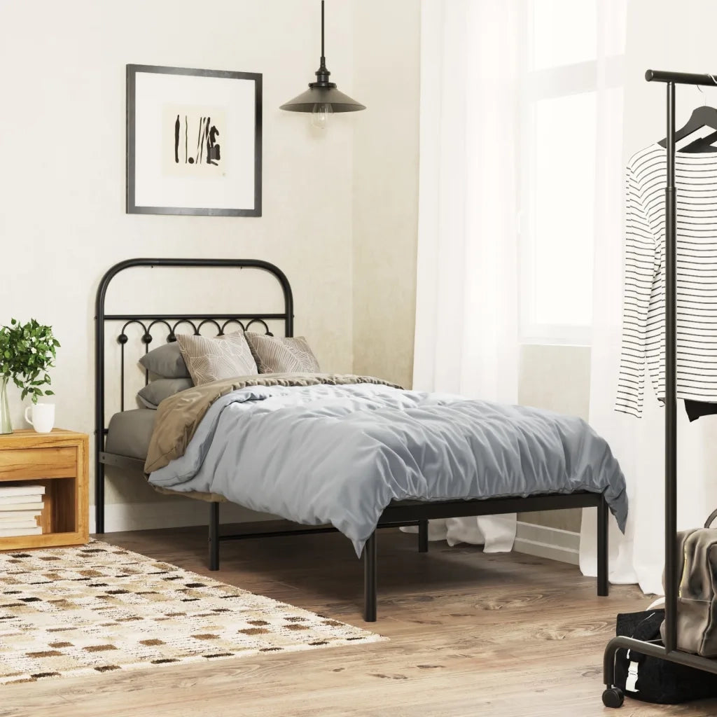 Giroletto con Testiera in Metallo Nero 75x190 cm 376590