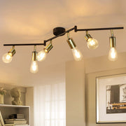 ZMH Faretto da soffitto dorati 6 luci E27 retro rotanti metallo max 25W per camera letto senza lampadina