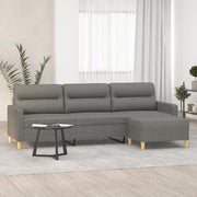 Divano a 3 Posti con Poggiapiedi Grigio Scuro 210cm in Tessuto cod mxl 13907