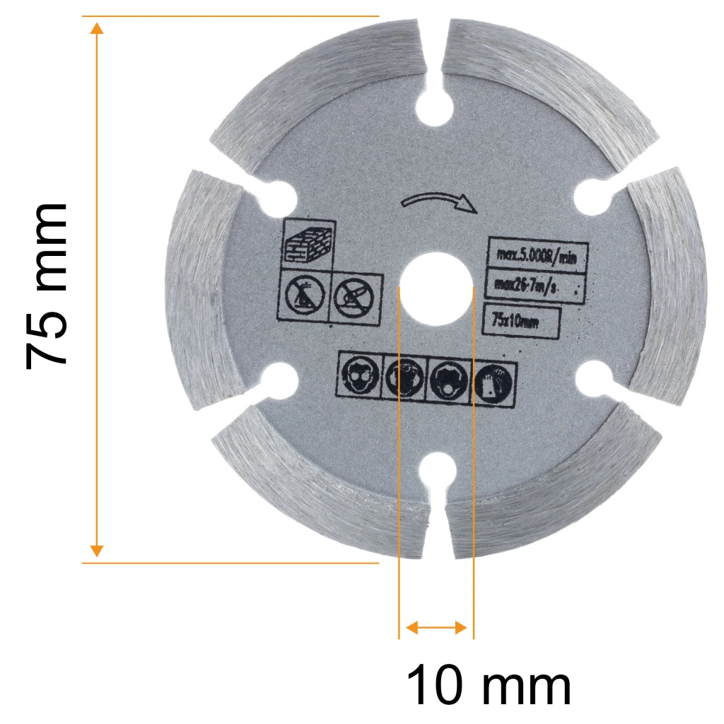 Disco Diamantato Segmentato 75mm per Materiali Edili – Taglio Universale | 75x10mm, Saldatura Laser