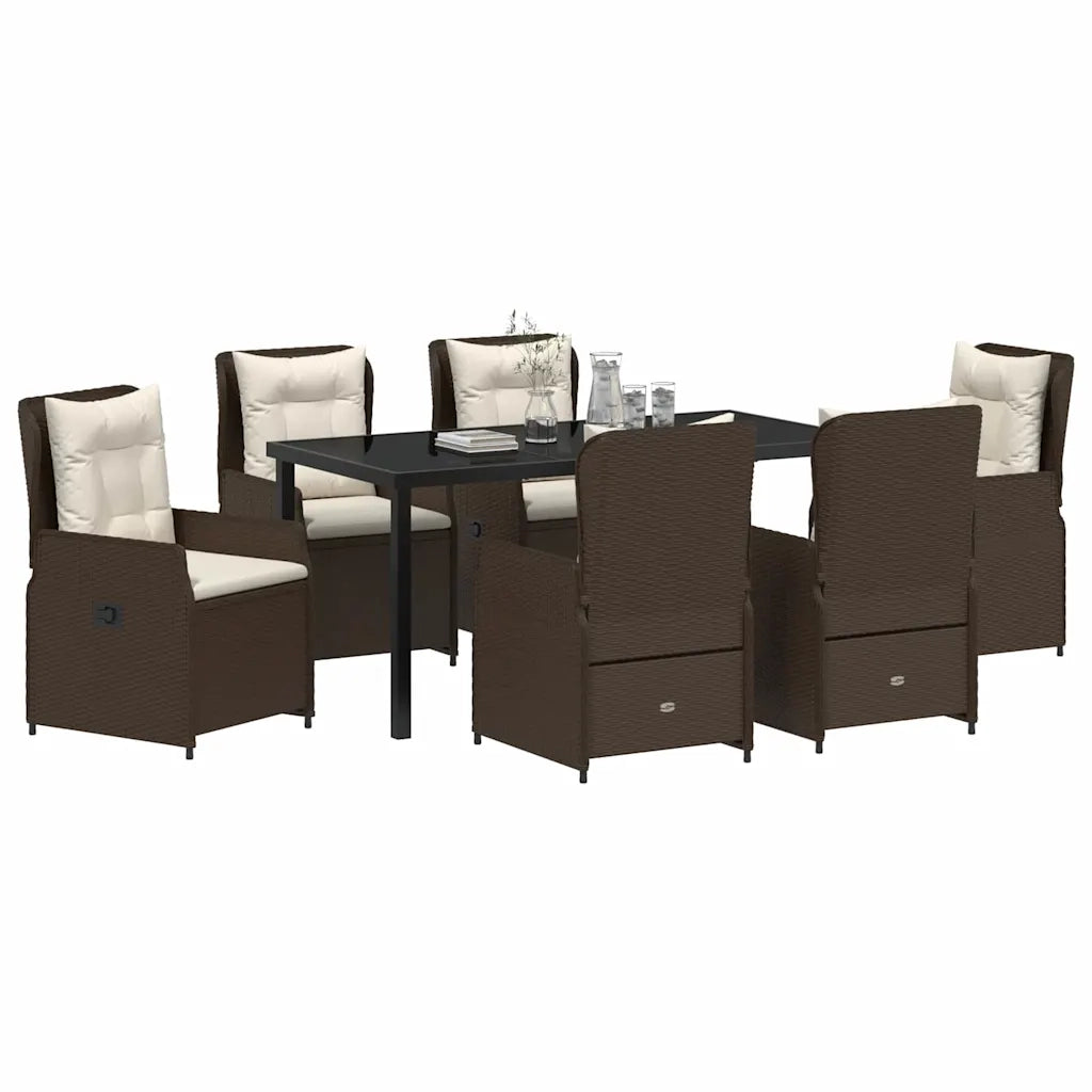 Set da Pranzo per Giardino 7 pcs Marrone polyrattan 3380950