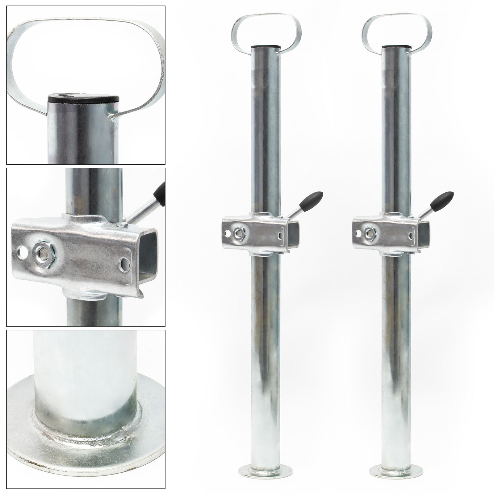 Piede stabilizzatore per rimorchio carrello appendice 2 pz. 700 mm x Ø 48 mm con morsa di supporto