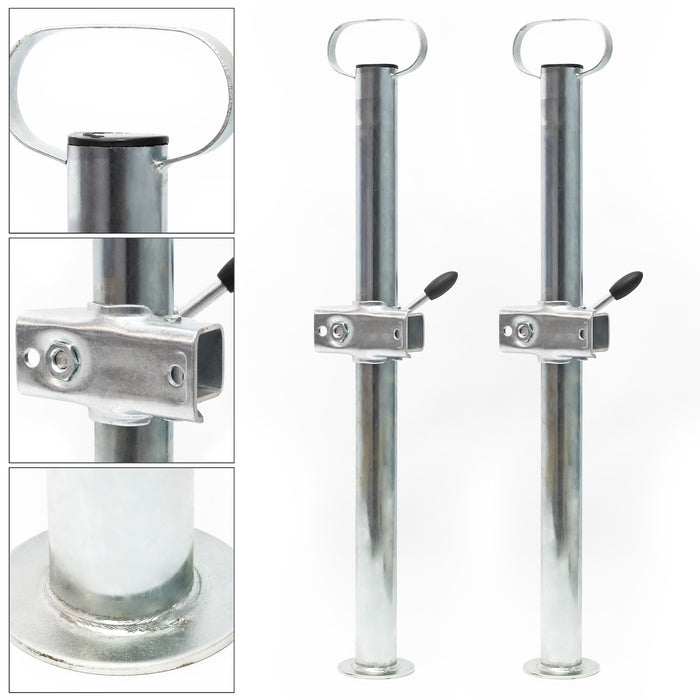 Piede stabilizzatore per rimorchio carrello appendice 2 pz. 700 mm x Ø 48 mm con morsa di supporto