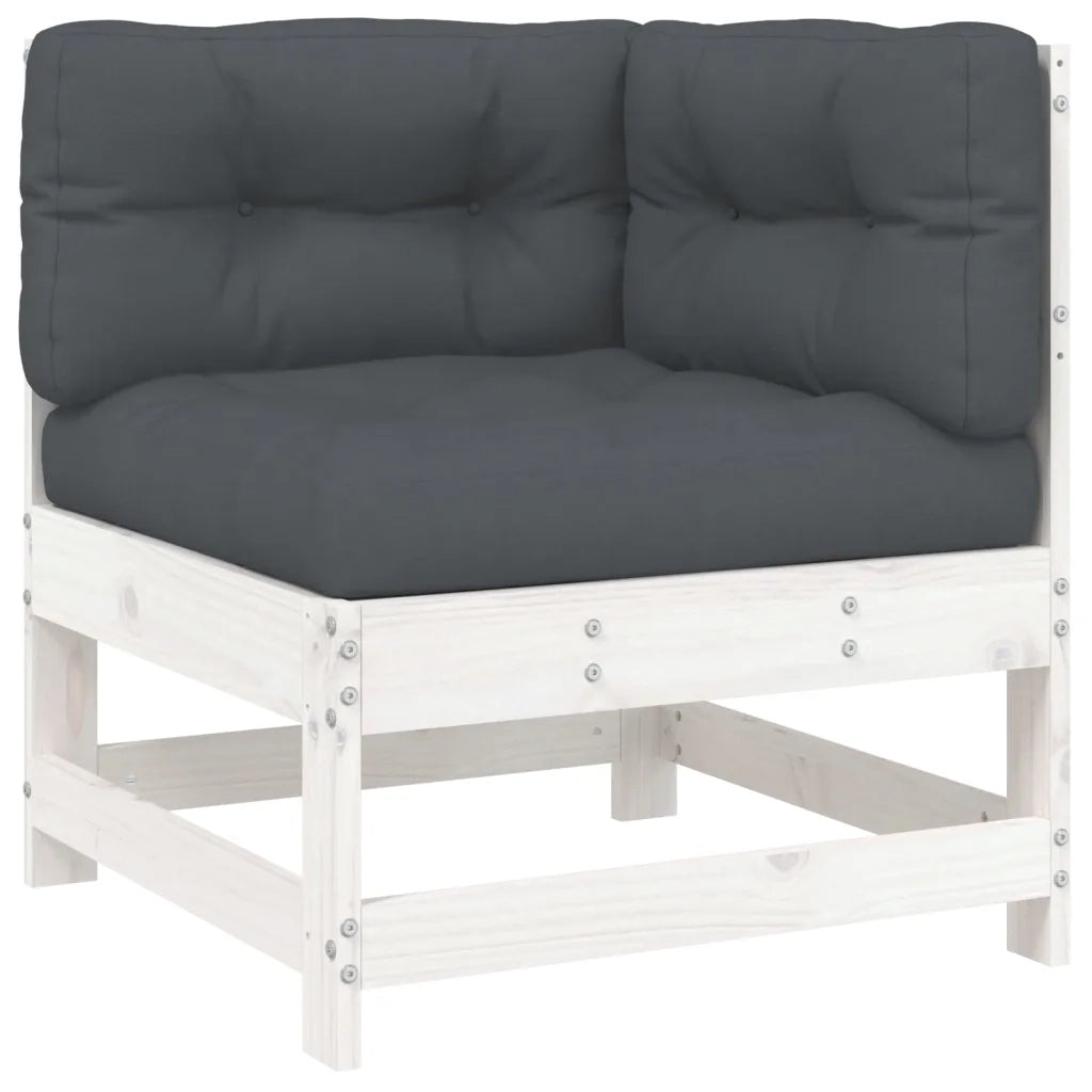 Set Divani da Giardino 7pz con Cuscini in Legno Massello Bianco 3185963