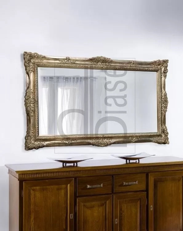 Mobili2g - specchiera foglia argento anticata rettangolare - misure: l.146 x h.86 x p.5
