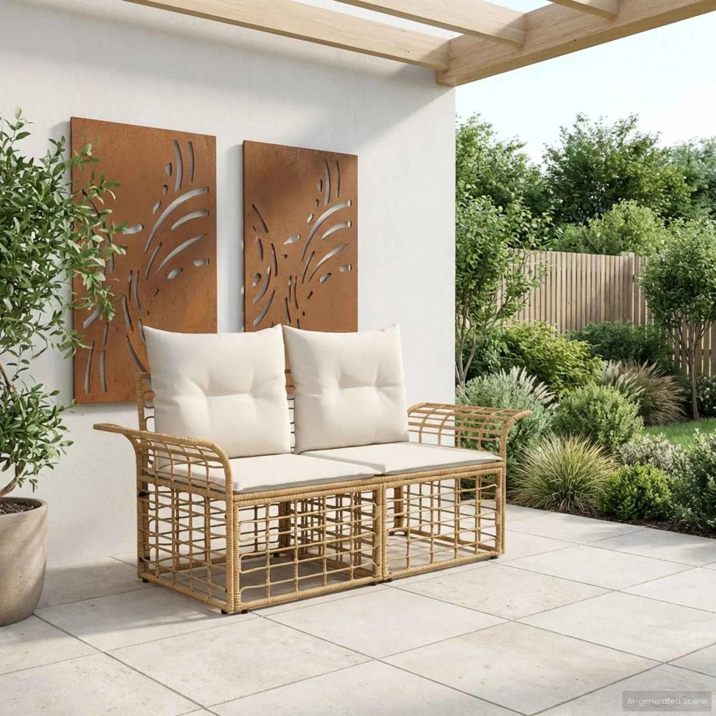 Loveseat da esterno 2 pz Naturale e Bianco Crema polyrattan CFW5817608
