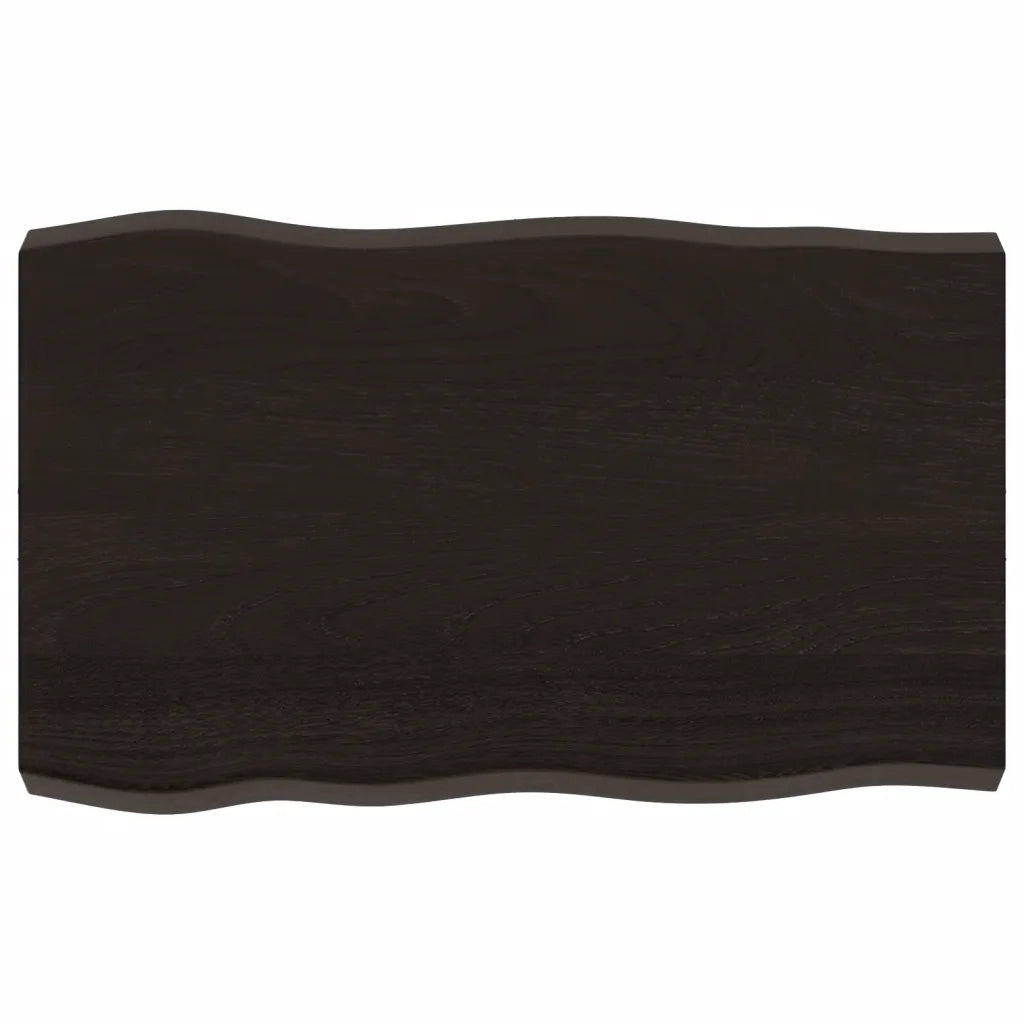 Piano Tavolo Marrone Scuro 80x50x(2-6)cm in Rovere Non Trattato