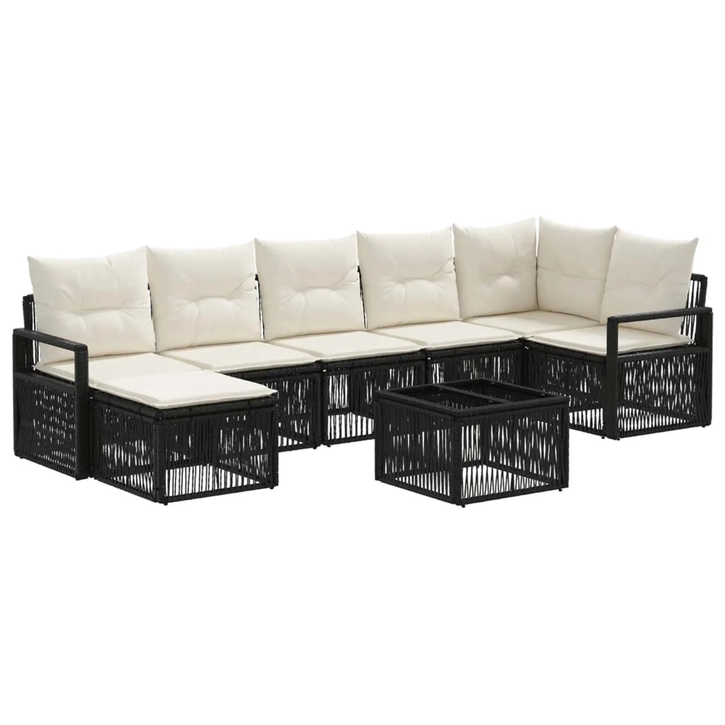 Set Divano da Giardino 8 pcs Nero polyrattan
